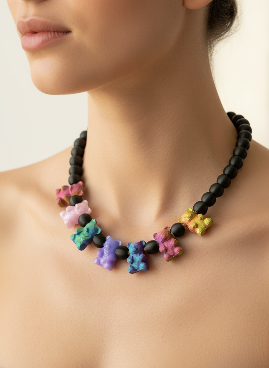 Gummy Bear Necklace, Primary, worn