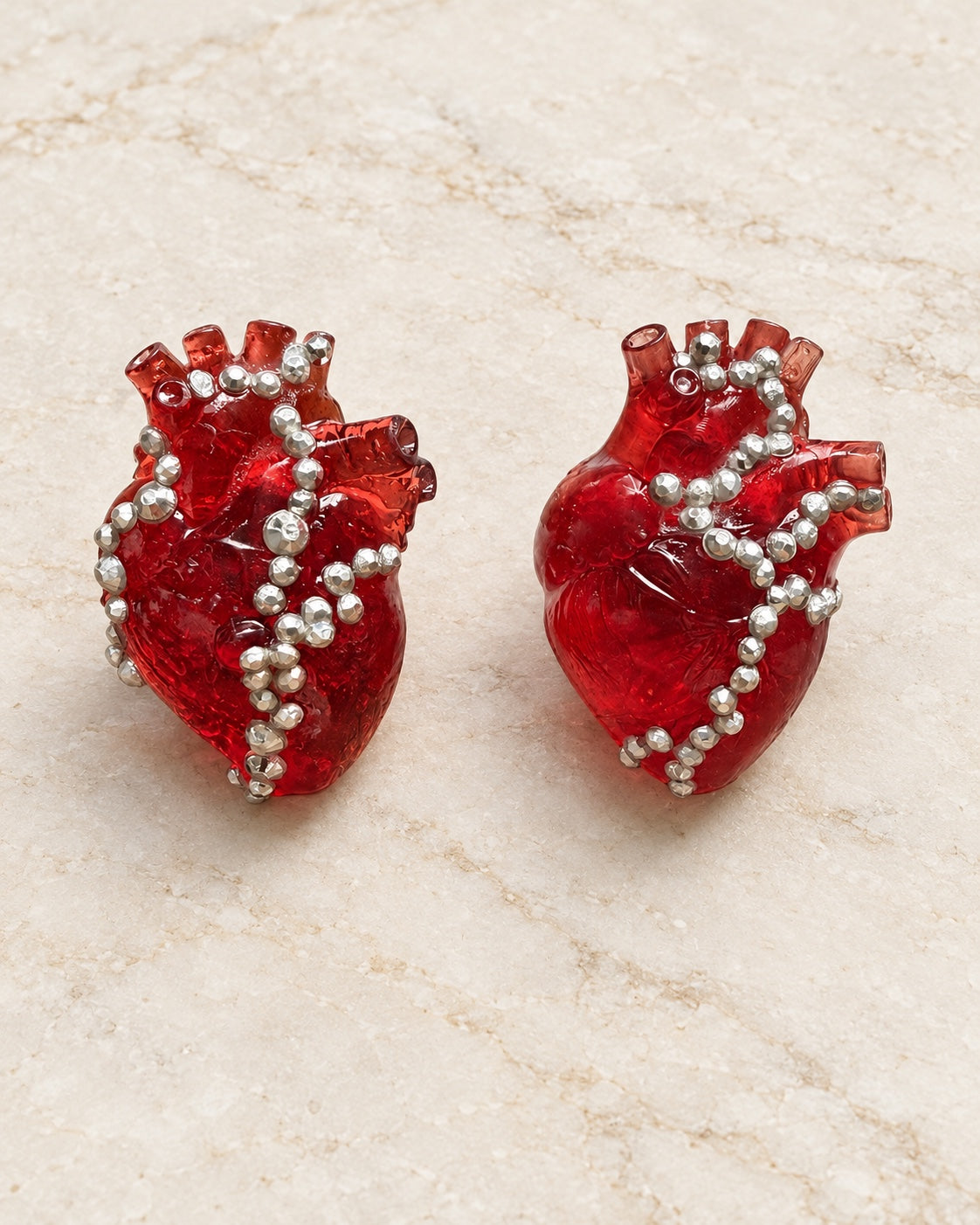 VIVO Red Anatomical Heart Earrings