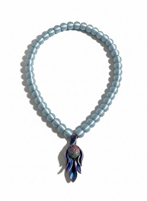 Frailejón Necklace worn — oversized frailejón-inspired sculptural piece by CATE.